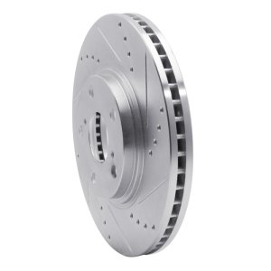 Lexus ES300 Brake Rotor (1) - Front Right - R1 Concepts - Drilled & Slotted - Silver - `99-`07